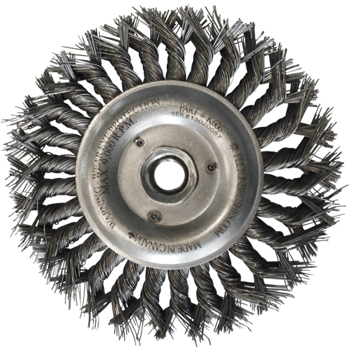 Brosses m&eacute;talliques &agrave; touret, Dia. 6", Fils 0,014", Arbre 5/8"-11, Acier Par Equipment