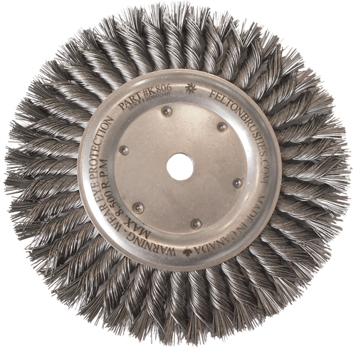 Wire Wheel Brushes, 8" Dia., 0.014" Fill, 5/8"-11 Arbor, Steel Par Equipment