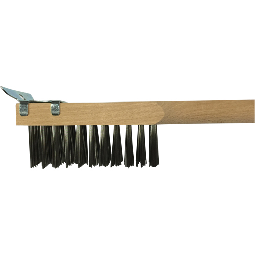 Scratch Brush With Scraper, Stainless Steel, 3 x 10 Wire Rows, 20" Long Par Equipment