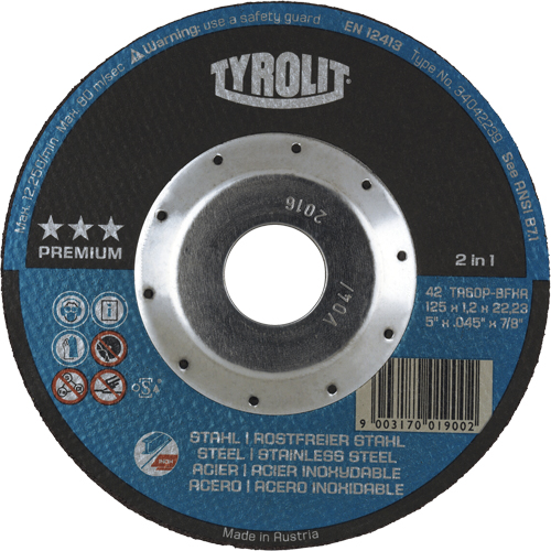 Premium 2 in 1 Thincut Cut-Off Wheel, 5" x 0.045", 7/8" Arbor, Type 27, Aluminum Oxide, 12250 RPM Par Equipment