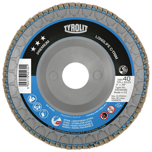 Heavy-Duty C-Trim Flap Disc, 6" x 7/8", Type 29, 40 Grit, Zirconium Par Equipment