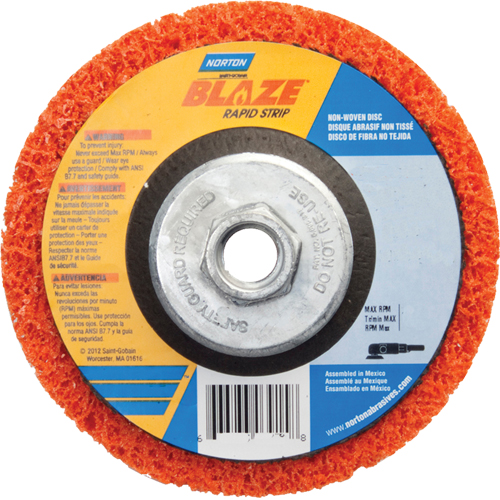 Disque &agrave; moyeu d&eacute;port&eacute; 4-1/2" non tiss&eacute; Blaze Rapid Strip, 4-1/2" dia., Grain Cors&eacute; Par Equipment