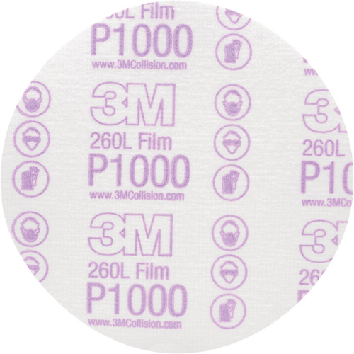 Hookit Finishing Film Disc, 6" Dia., P1000 Grit, Aluminum Oxide, Film Par Equipment