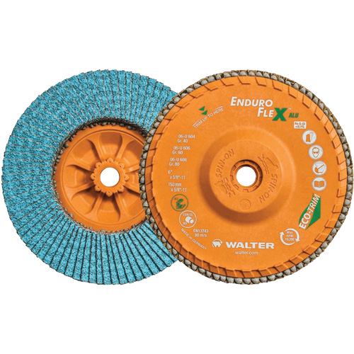 Disque &agrave; lamelles vissable Enduro-Flex Alu, 6" x 5/8"-11, Type 27, Grain 40, Alumine de zirconium Par Equipment