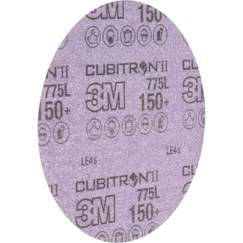 Disque de ponçage avec support en pellicule s&eacute;rie 775L Cubitron II Hookit, dia 6", Grain 150+, C&eacute;ramique, 3 mils Par Equipment