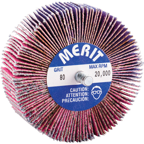 Threaded Mini Flap Wheel, Ceramic Alumina, 80 Grit, 3" x 1" x 1/4"-20 Par Equipment