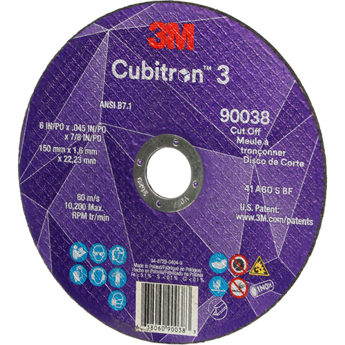 Cubitron 3 Cut-Off Wheel, 6" x 0.045", Type T27, Ceramic, 10200 RPM Par Equipment