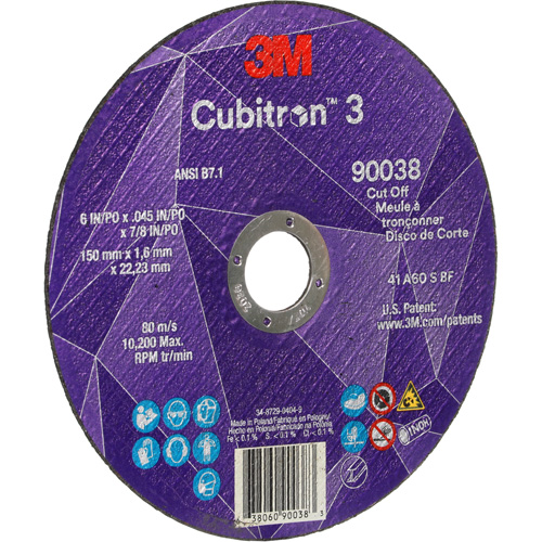 Cubitron 3 Cut-Off Wheel, 6" x 0.045", Type T27, Ceramic, 10200 RPM Par Equipment