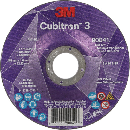 Cubitron 3 Cut-Off Wheel, 4-1/2" x 0.045", 7/8" Arbor, Type T27, Ceramic, 13300 RPM Par Equipment