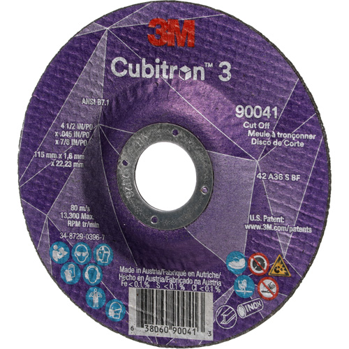 Cubitron 3 Cut-Off Wheel, 4-1/2" x 0.045", 7/8" Arbor, Type T27, Ceramic, 13300 RPM Par Equipment