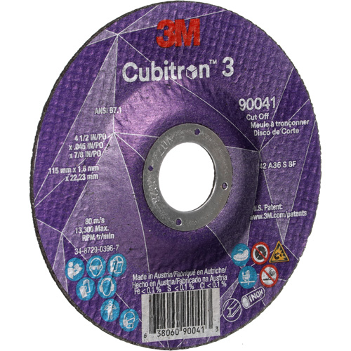 Cubitron 3 Cut-Off Wheel, 4-1/2" x 0.045", 7/8" Arbor, Type T27, Ceramic, 13300 RPM Par Equipment