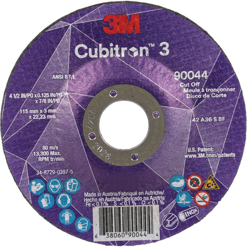 Cubitron 3 Cut-Off Wheel, 4-1/2" x 1/8", 7/8" Arbor, Type T27, Ceramic, 13300 RPM Par Equipment