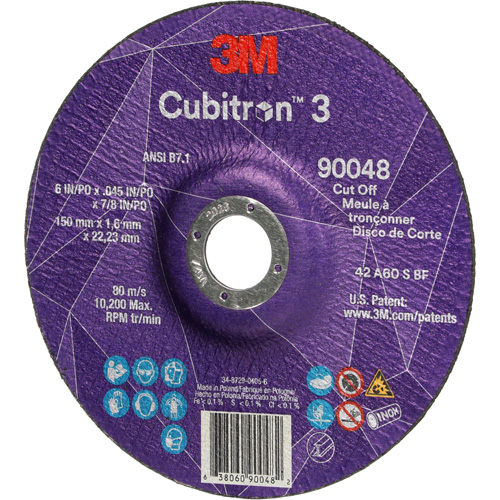 Cubitron 3 Cut-Off Wheel, 6" x 0.045", 7/8" Arbor, Type T27, Ceramic, 10200 RPM Par Equipment