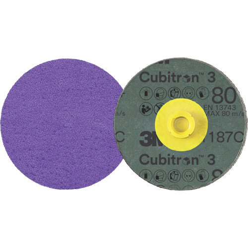 Disque en fibre Roloc Cubitron 3, 4" dia., Grain 80+, C&eacute;ramique Par Equipment