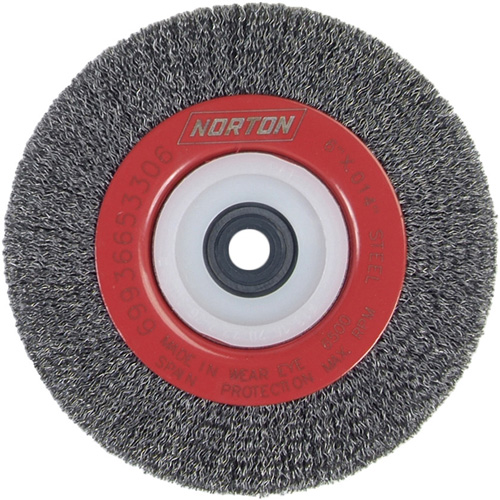 Roue d'&eacute;tabli sertie, 6" dia., Fils 0,014", Arbre 1/2"-2 Par Equipment