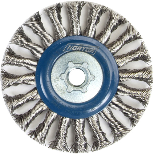 Full Cable Twist Wire Wheel, 4" Dia., 0.02" Fill, 5/8"-11 Arbor, Stainless Steel Par Equipment