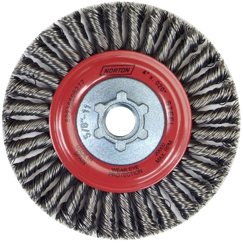 Stringer Bead Knot Wire Brush For Angle Grinders, 4" Dia., 0.02" Fill, 5/8"-11 Arbor, Steel Par Equipment