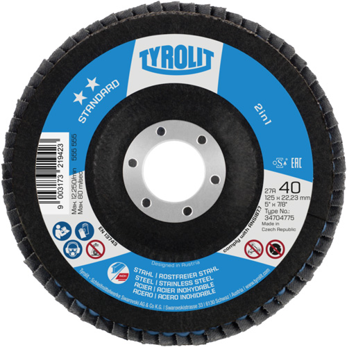 2-in-1 Flap Disc, 4-1/2" x 22.5 mm, Type 27A, 60 Grit, Ceramic Alumina Par Equipment