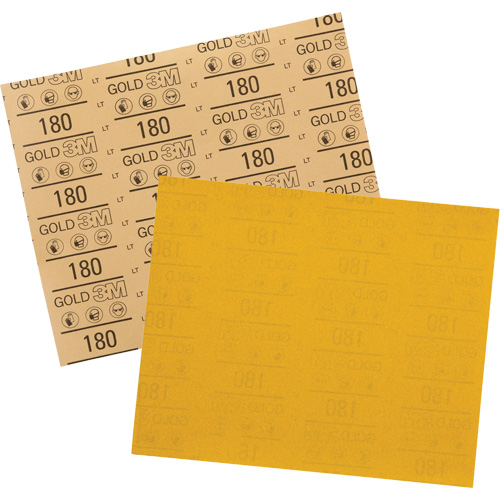 Feuille abrasive dor&eacute;e 12545, 9" x 11", Grain 180, Oxyde d'aluminium Par Equipment