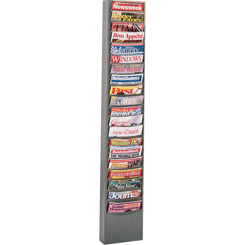 Literature Storage Racks, Stationary, 20 Slots, Steel, 13-1/8" W x 4-1/8" D x 58-1/2" H Par Equipment