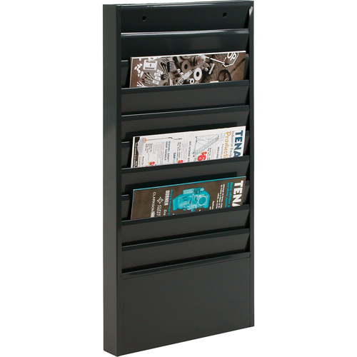 Literature Storage Racks, Stationary, 10 Slots, Steel, 13-1/8" W x 2" D x 26-1/4" H Par Equipment