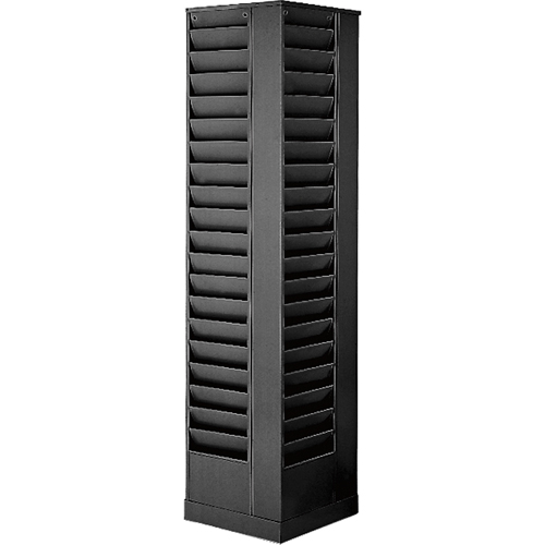 Literature Storage Racks, Rotating, 92 Slots, Steel, 14-1/8" W x 14-1/8" D x 66" H Par Equipment
