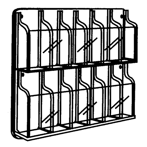 Literature Displays, Wall Mount, 9 Slots, Plastic, 30" W x 2" D x 36-7/8" H Par Equipment
