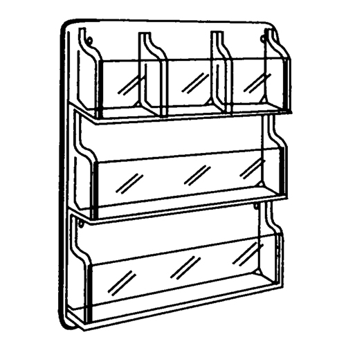 Literature Displays, Wall Mount, 9 Slots, Plastic, 30" W x 2" D x 36-7/8" H Par Equipment