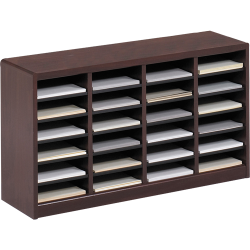 E-Z Stor&reg; Literature Organizer, Stationary, 24 Slots, Wood, 40" W x 11-3/4" D x 23" H Par Equipment