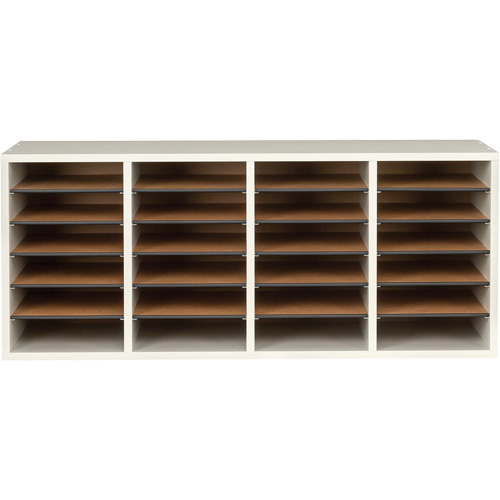 Casier &agrave; compartiments r&eacute;glable pour documentation, Stationnaire, 24 fentes, Bois, 39-1/4" la x 11-3/4" p x 16-1/4" h Par Equipment