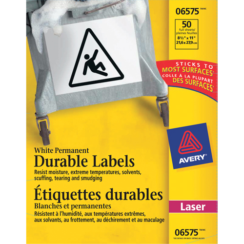 &eacute;tiquettes TrueBlock, Polyester, 11" lo x 8,5" h, Blanc Par Equipment