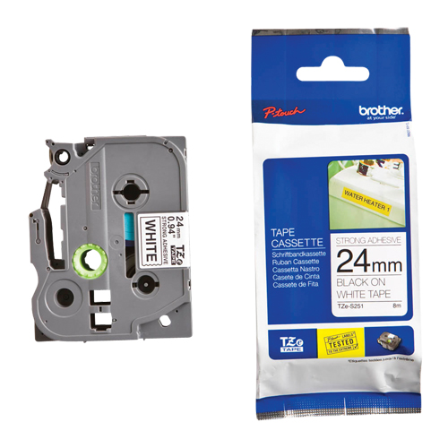 Ruban industriel lamin&eacute;, 24 mm x 13', Noir sur blanc Par Equipment