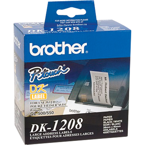 DK Series Address Labels, 1-1/2" W x 3-1/2" L, White Par Equipment
