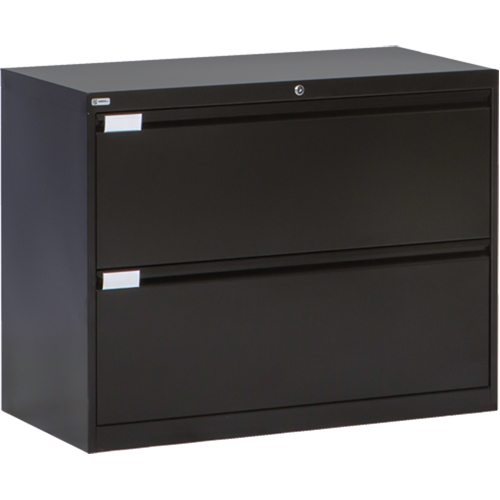 Lateral Filing Cabinet, Steel, 2 Drawers, 36" W x 18" D x 27-7/8" H, Black Par Equipment