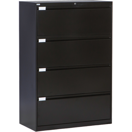 Lateral Filing Cabinet, Steel, 4 Drawers, 36" W x 18" D x 53-3/8" H, Black Par Equipment