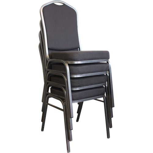 Chaises empilables, Tissu, Hauteur 37", Capacit&eacute; 275 lb, Noir Par Equipment