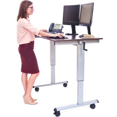 Adjustable Stand-Up Workstations, Stand-Alone Desk, 48-1/2" H x 48" W x 32-1/2" D, Walnut Par Equipment