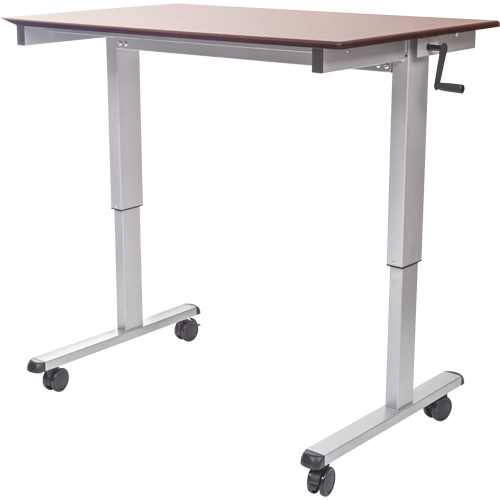 Adjustable Stand-Up Workstations, Stand-Alone Desk, 48-1/2" H x 59" W x 29-1/2" D, Walnut Par Equipment
