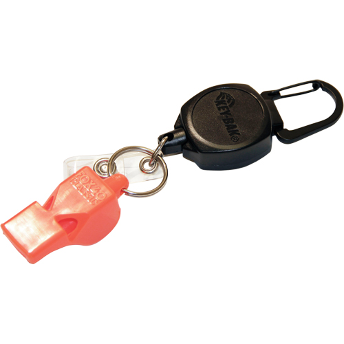 Self Retracting ID Badge and Key Reel with Whistle, Zinc Alloy Metal, 24" Cable, Carabiner Attachment Par Equipment
