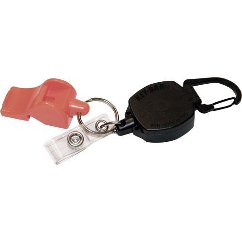 Self Retracting ID Badge and Key Reel with Whistle, Zinc Alloy Metal, 24" Cable, Carabiner Attachment Par Equipment