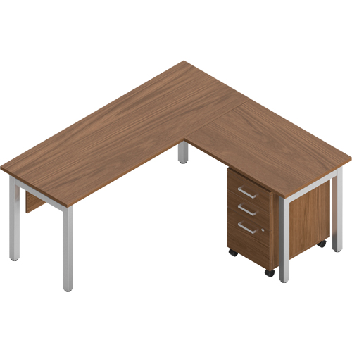 S&eacute;rie de bureaux en L de type ionique, 4 Morceaux, Brun, 29" h x 66" la x 66" p Par Equipment