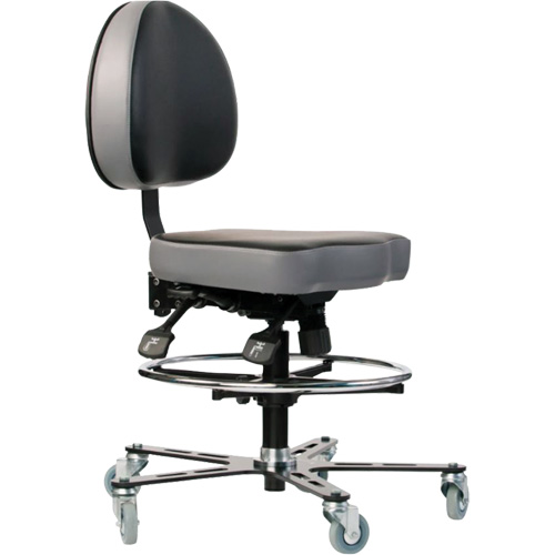 TF 180 Ergonomic Chair, Mobile, Vinyl Seat, Black Par Equipment