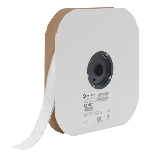 Fastener Tape, Loop, 25 yds x 3/4", Sew-On, White Par Equipment