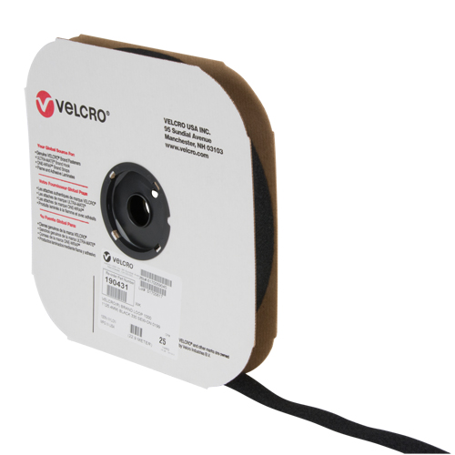 Ruban d'attaches, Boucle, 25 vg x 1", Cousu, Noir Par Equipment