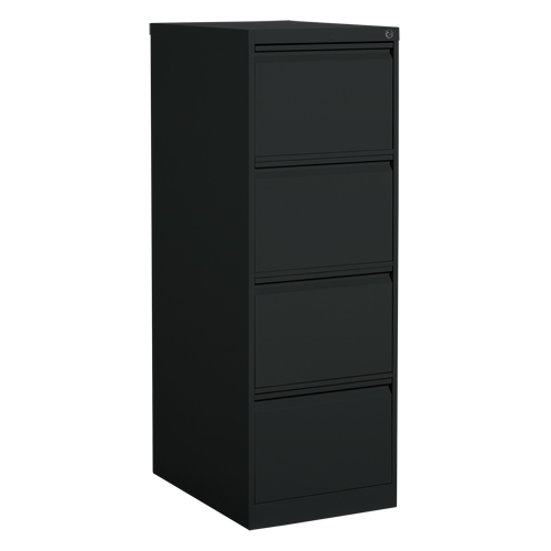 Vertical Filing Cabinet, Steel, 4 Drawers, 18-1/7" W x 25" D x 52" H, Black Par Equipment