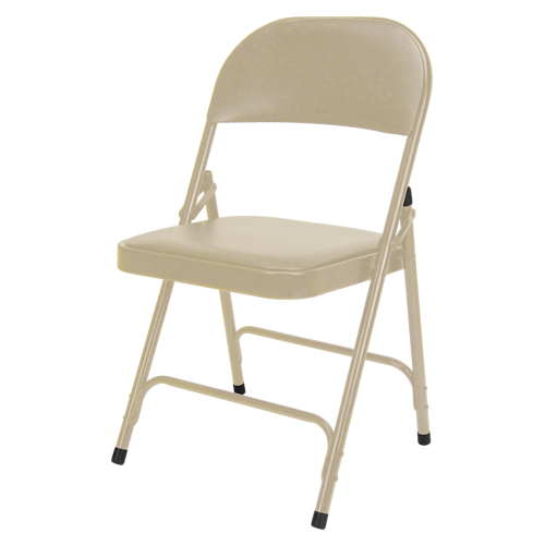 Vinyl Padded Folding Chair, Steel, Beige, 300 lbs. Weight Capacity Par Equipment