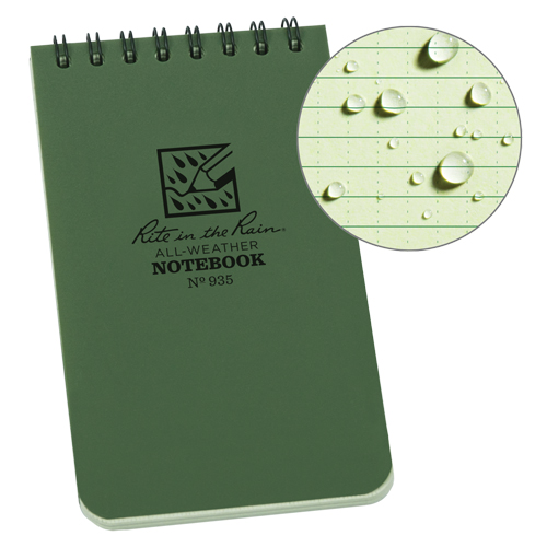 Pocket Top-Spiral Notebook, Soft Cover, Green, 100 Pages, 3" W x 5" L Par Equipment