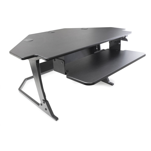 Goya Sit-Stand Corner Work Station, Desktop Unit, 20" H x 42" W x 37-4/5" D, Black Par Equipment