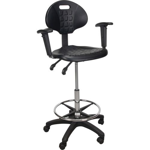 Tabouret ergonomique robuste avec accoudoirs r&eacute;glables et roulettes en nylon, Mobile, Ajustable Hauteur, Capacit&eacute; 250 lb Par Equipment