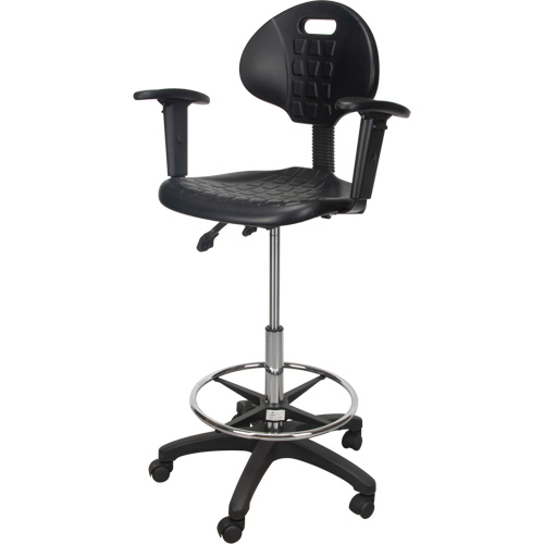 Tabouret ergonomique robuste avec accoudoirs r&eacute;glables et roulettes en nylon, Mobile, Ajustable Hauteur, Capacit&eacute; 250 lb Par Equipment